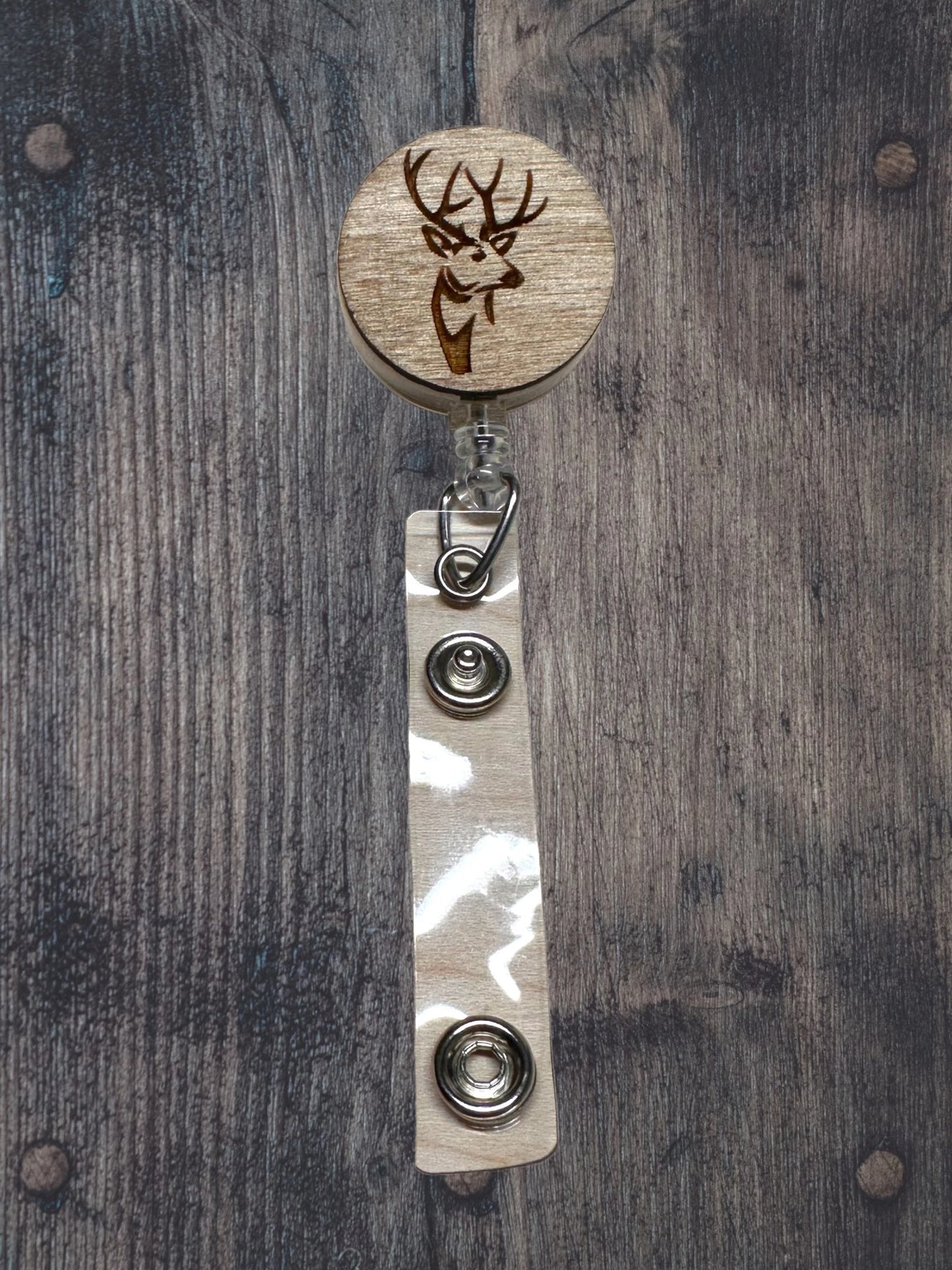 Buck Deer retractable badge reel for ID cards
